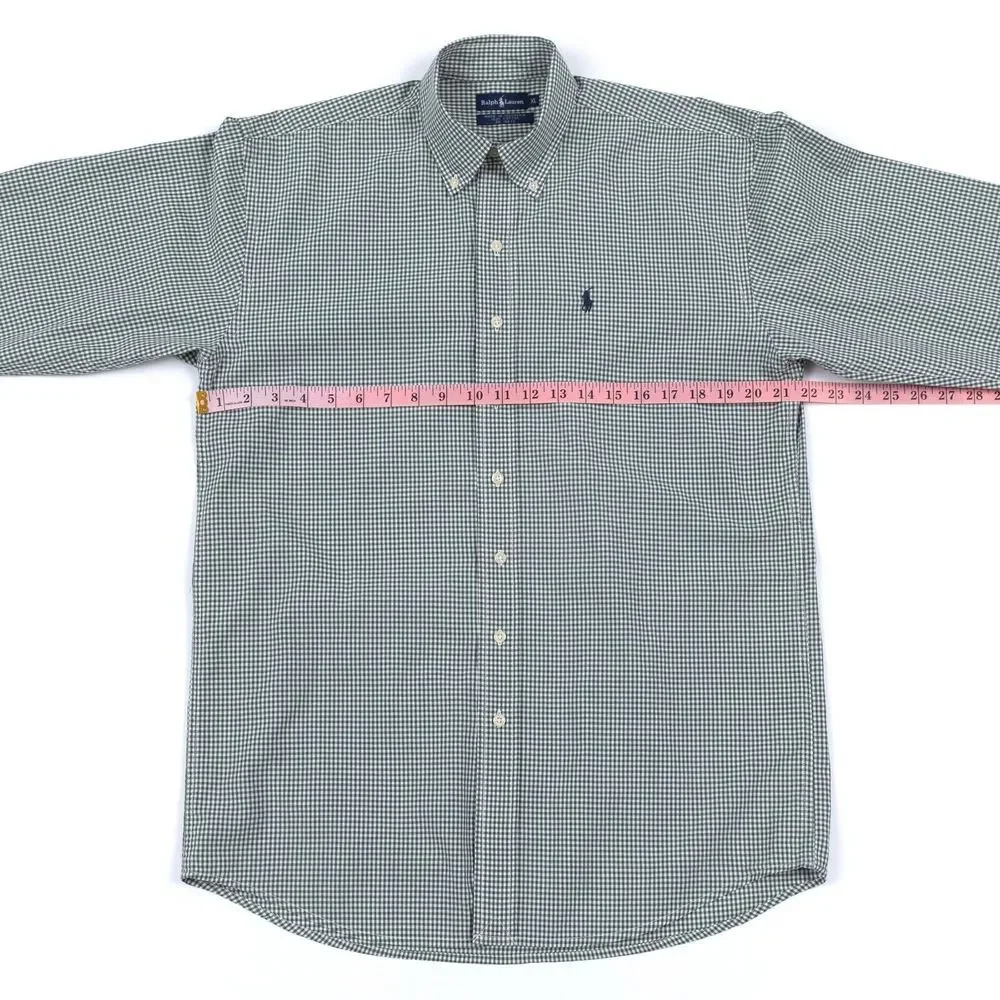 Vtg Polo Ralph Lauren Shirt Mens XL‎ Green Plaid Gingham Check Button Down EUC